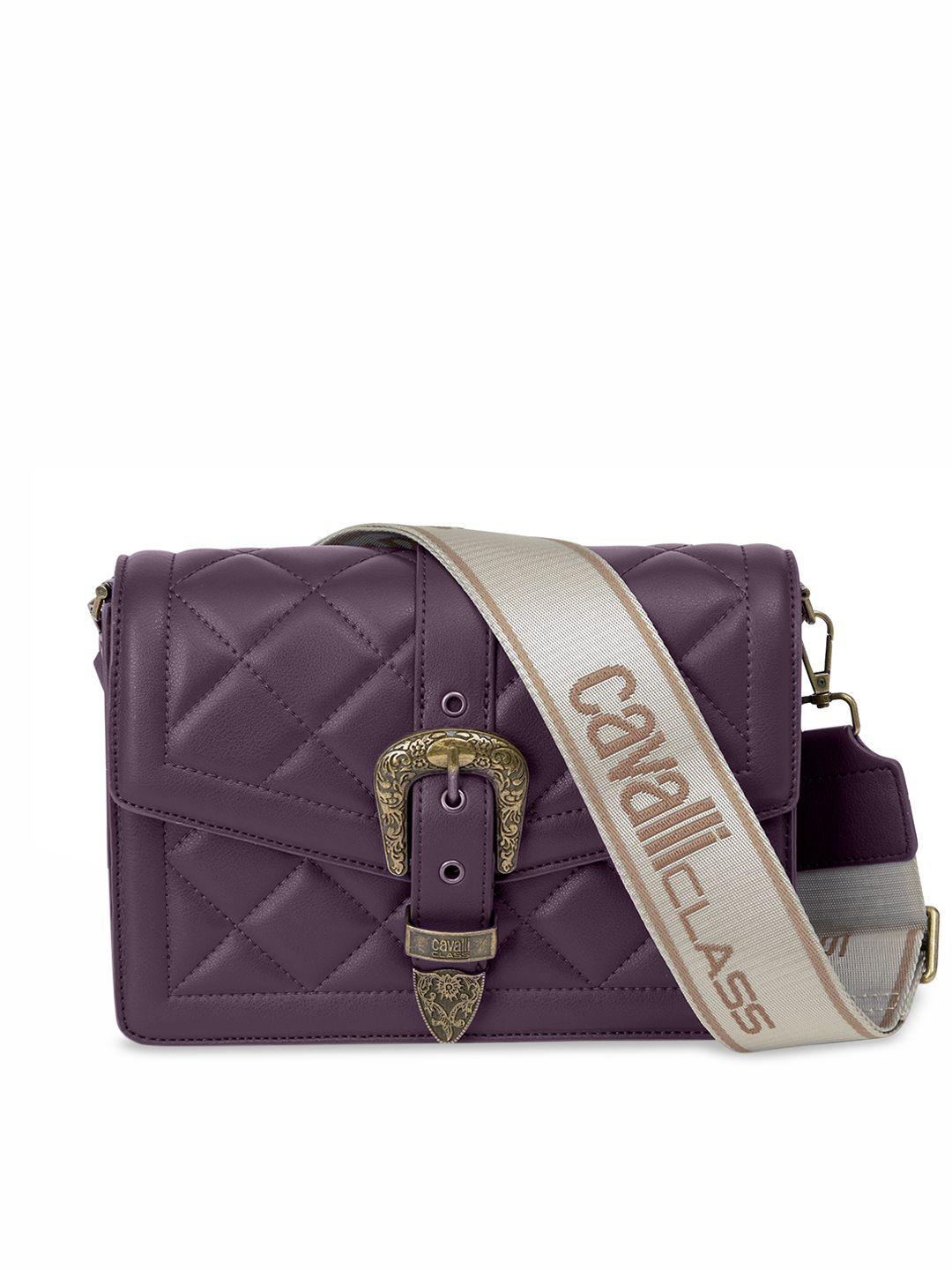 cavalli class embellished structured sling bag with quilted