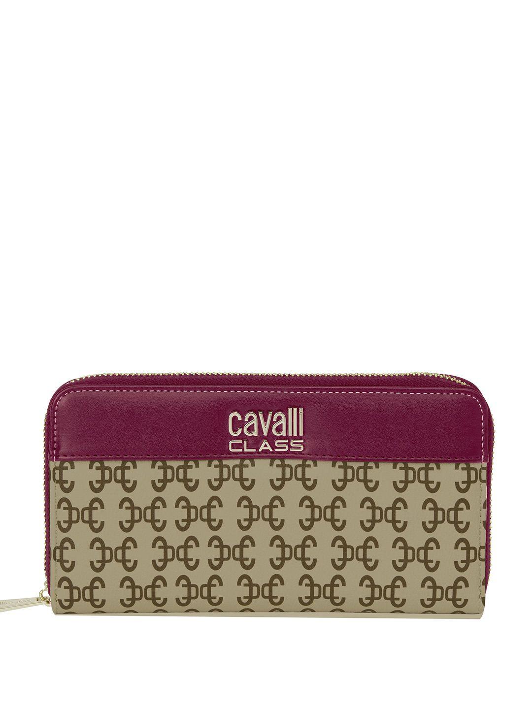 cavalli class women printed zip around wallet