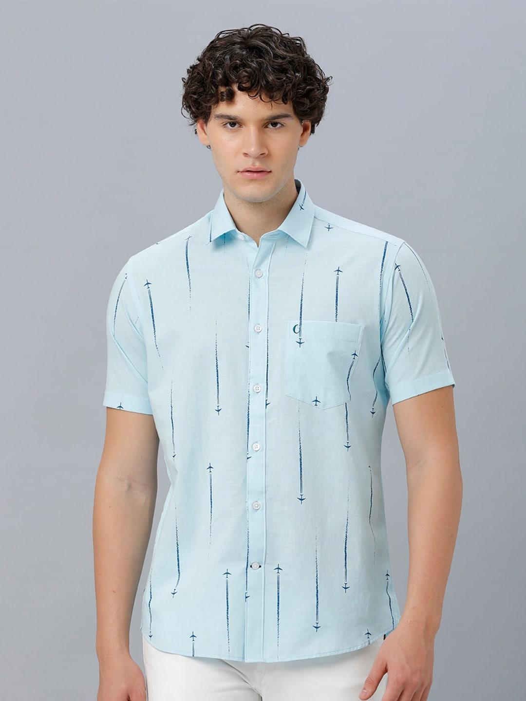 cavallo by linen club  regular fit printed linen casual shirt