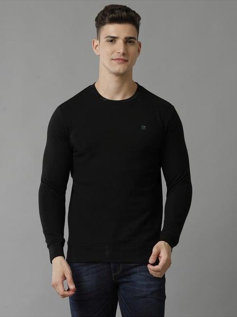 cavallo by linen club black regular fit sweatshirt