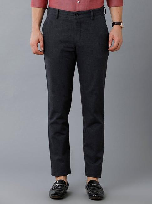 cavallo by linen club black slim fit flat front trousers