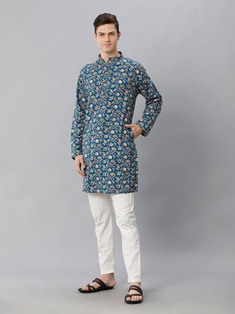 cavallo by linen club blue regular fit kurta