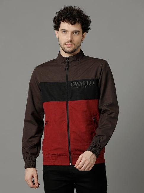 cavallo by linen club brown regular fit cotton linen jacket