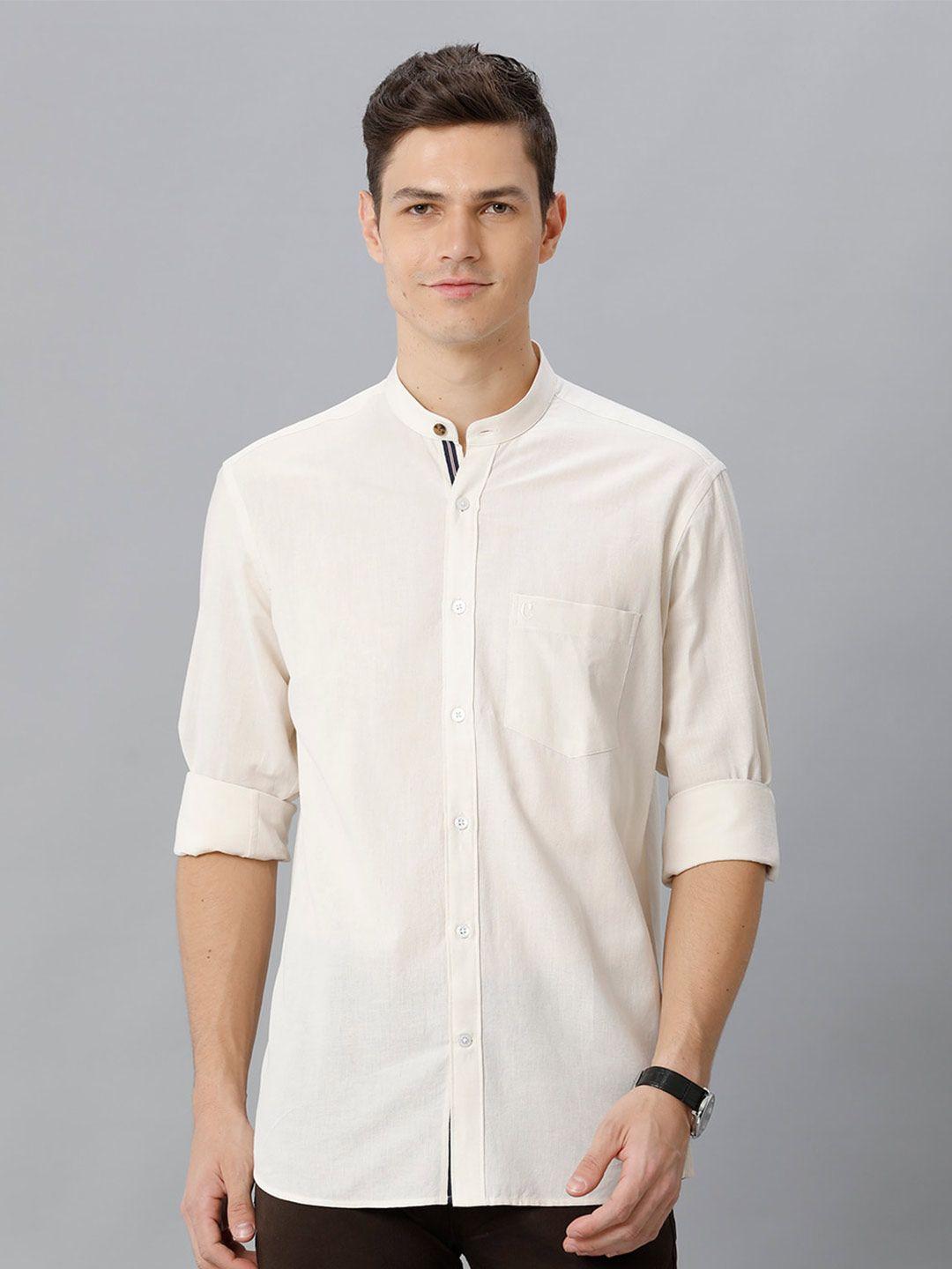 cavallo by linen club contemporary band collar cotton linen casual shirt