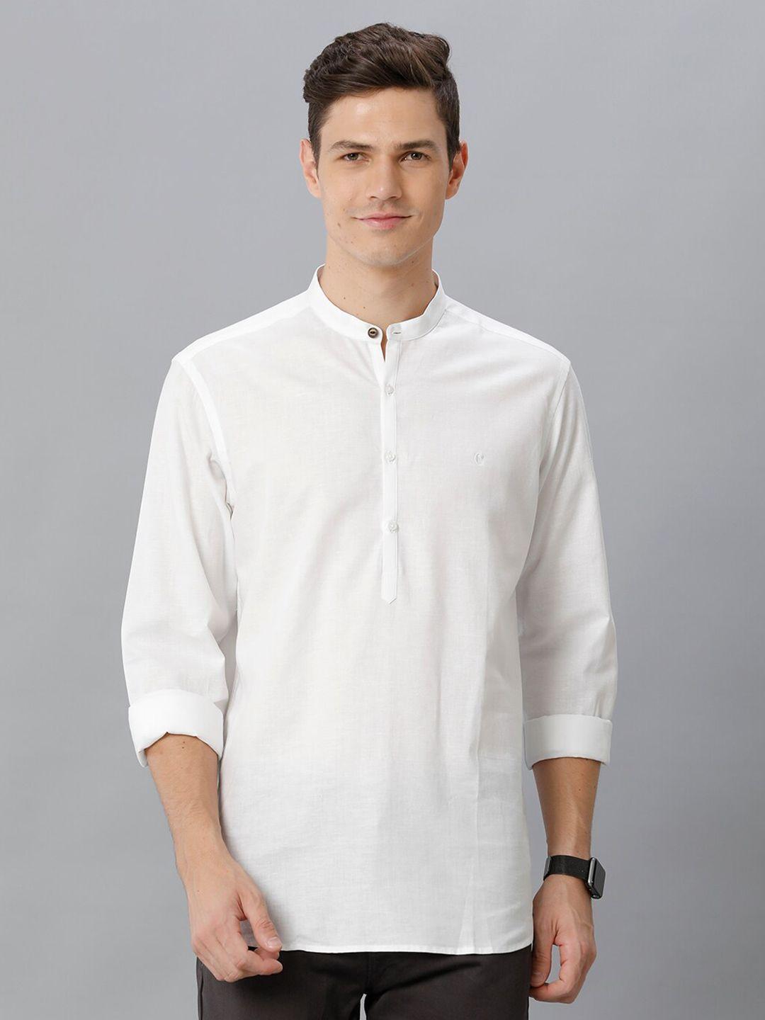 cavallo by linen club contemporary fit mandarin collar cotton linen casual shirt