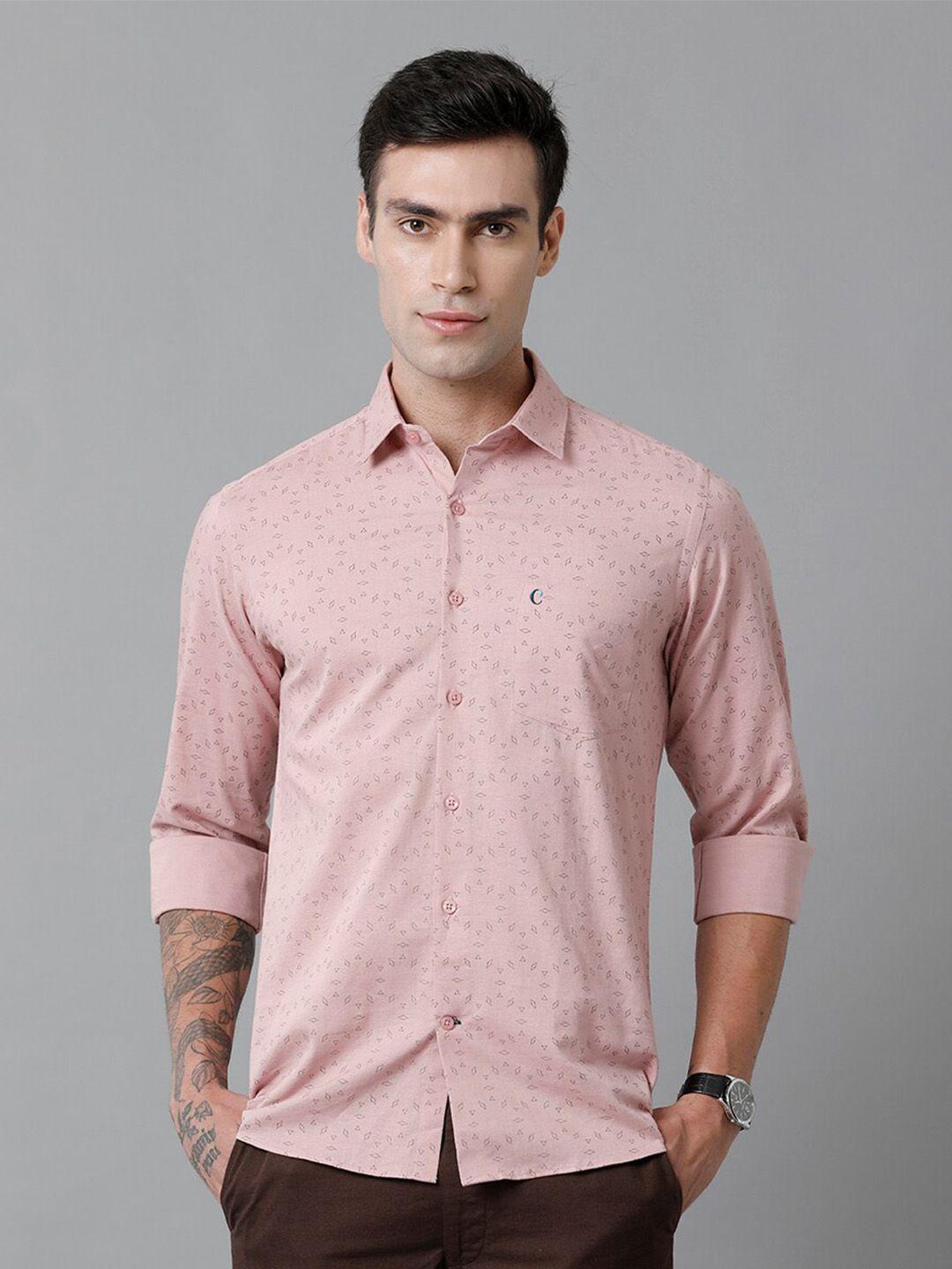 cavallo by linen club contemporary geometric printed slim fit casual shirt
