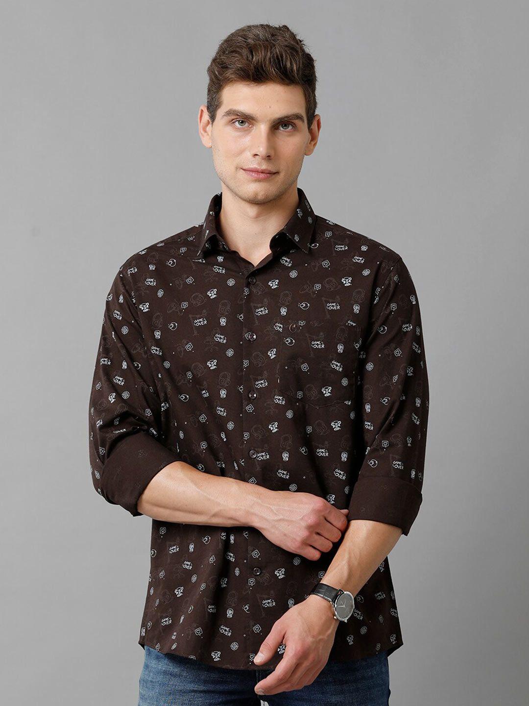 cavallo by linen club contemporary slim fit printed cotton & linen casual shirt