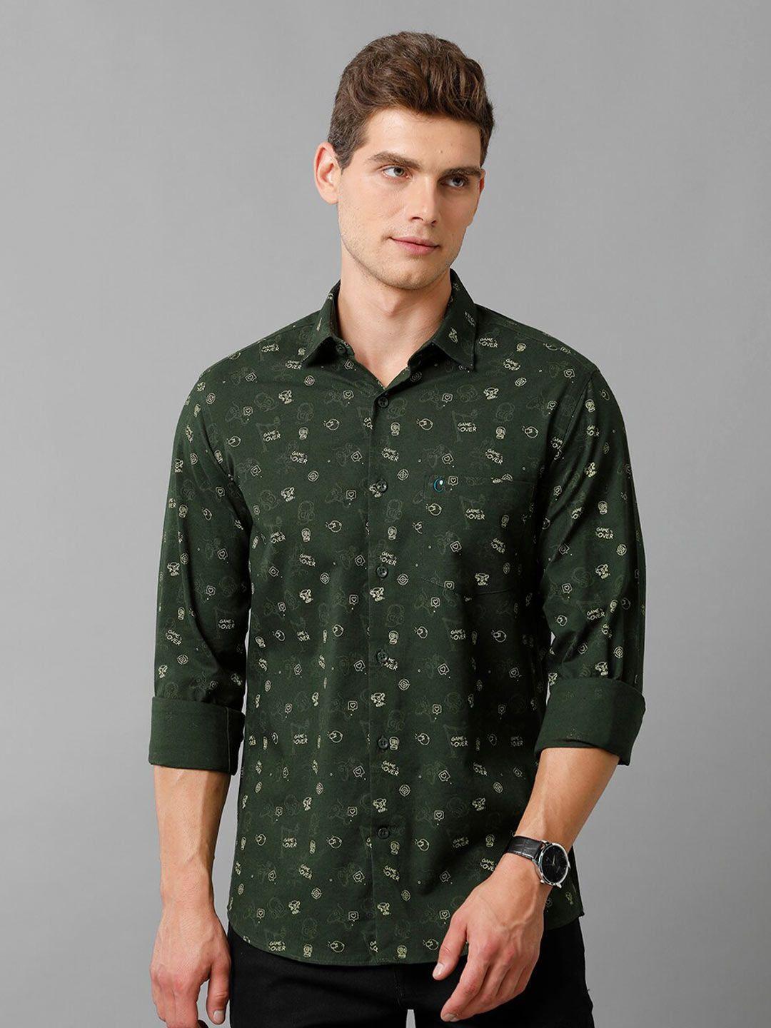 cavallo by linen club contemporary slim fit printed cotton linen casual shirt