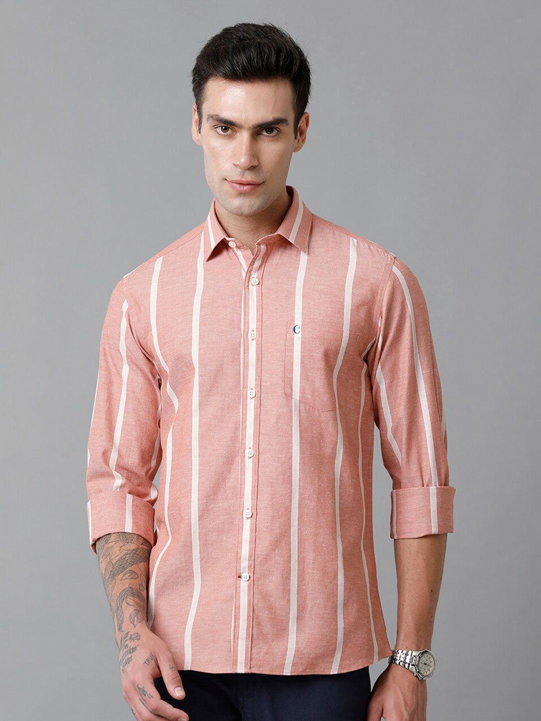 cavallo by linen club contemporary slim fit vertical stripes cotton linen casual shirt