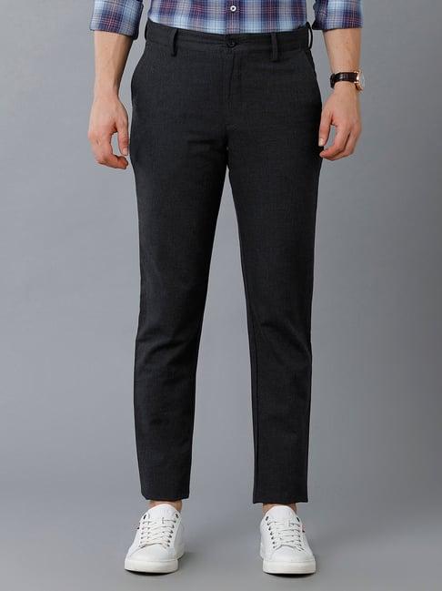 cavallo by linen club dark grey slim fit flat front trousers