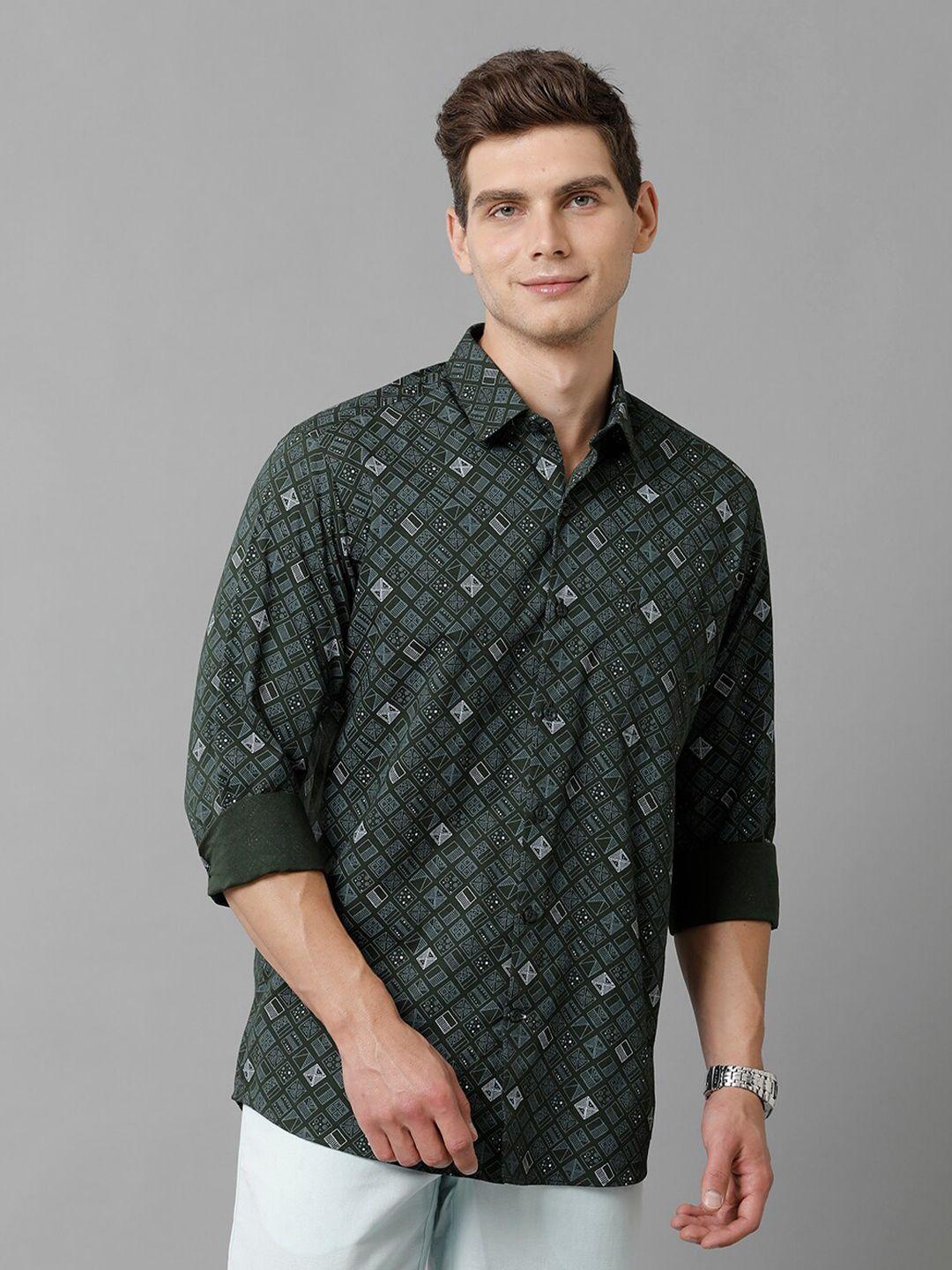 cavallo by linen club geometric printed contemporary slim fit comfortable casual shirt