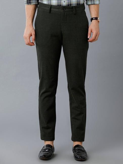 cavallo by linen club green slim fit flat front trousers