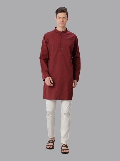 cavallo by linen club maroon regular fit kurta