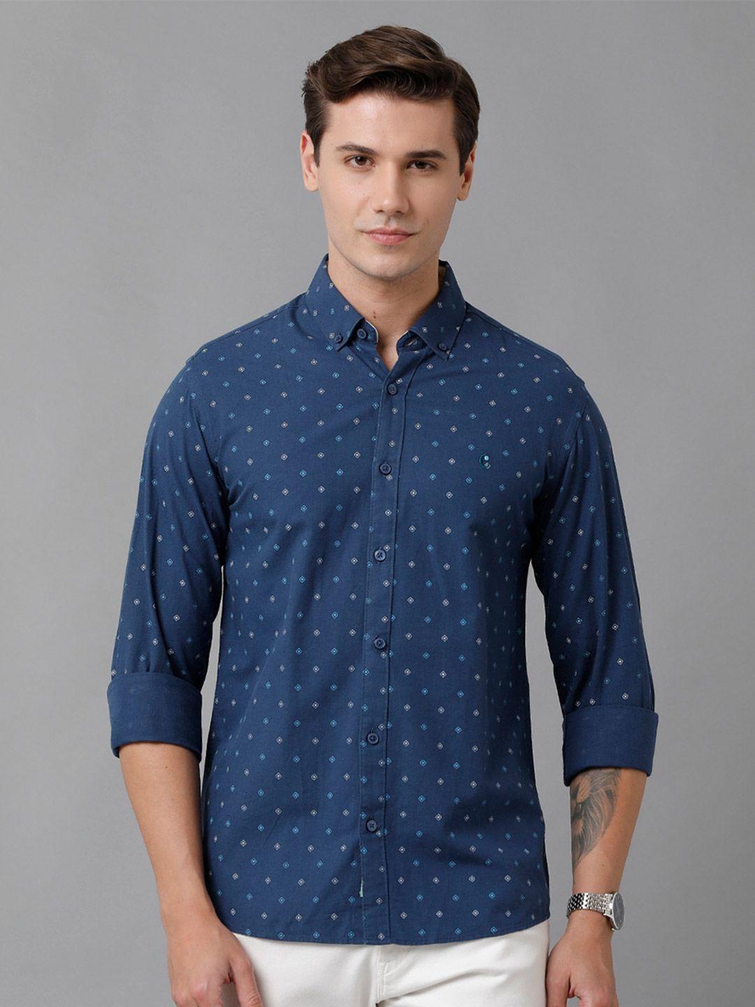 cavallo by linen club men geometric printed linen casual shirt