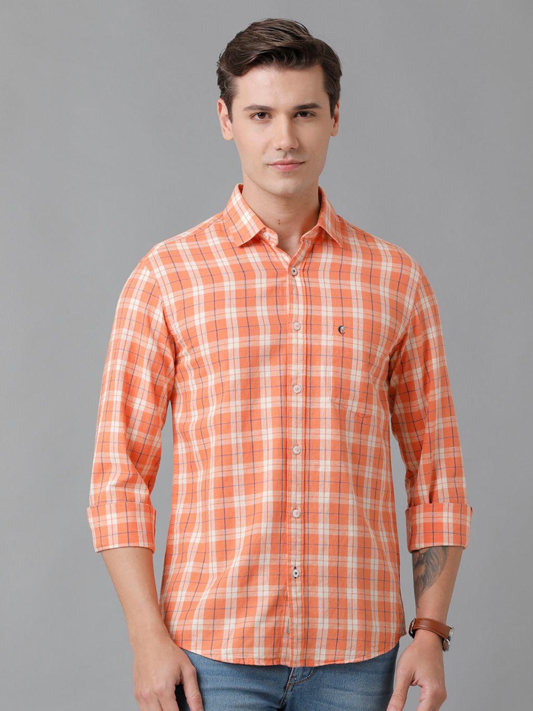 cavallo by linen club men tartan checks casual shirt