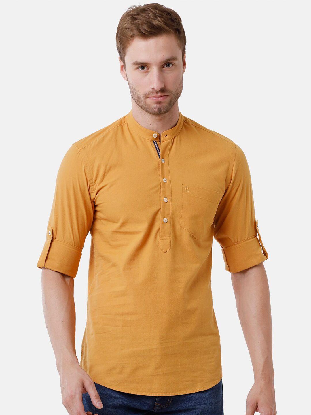 cavallo by linen club men yellow linen cotton casual shirt