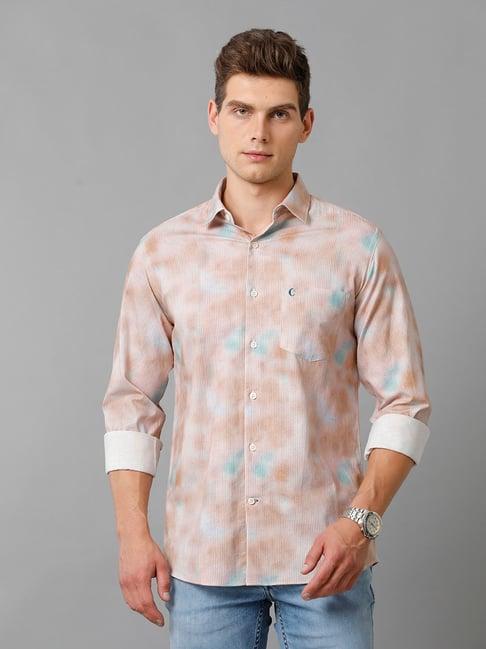 cavallo by linen club multicolor slim fit printed cotton linen shirt