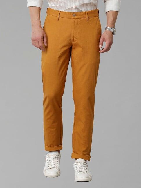 cavallo by linen club mustrad slim fit cotton linen flat front trousers