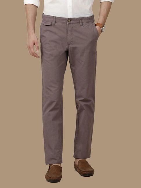 cavallo by linen club purple linen contemporary fit trousers