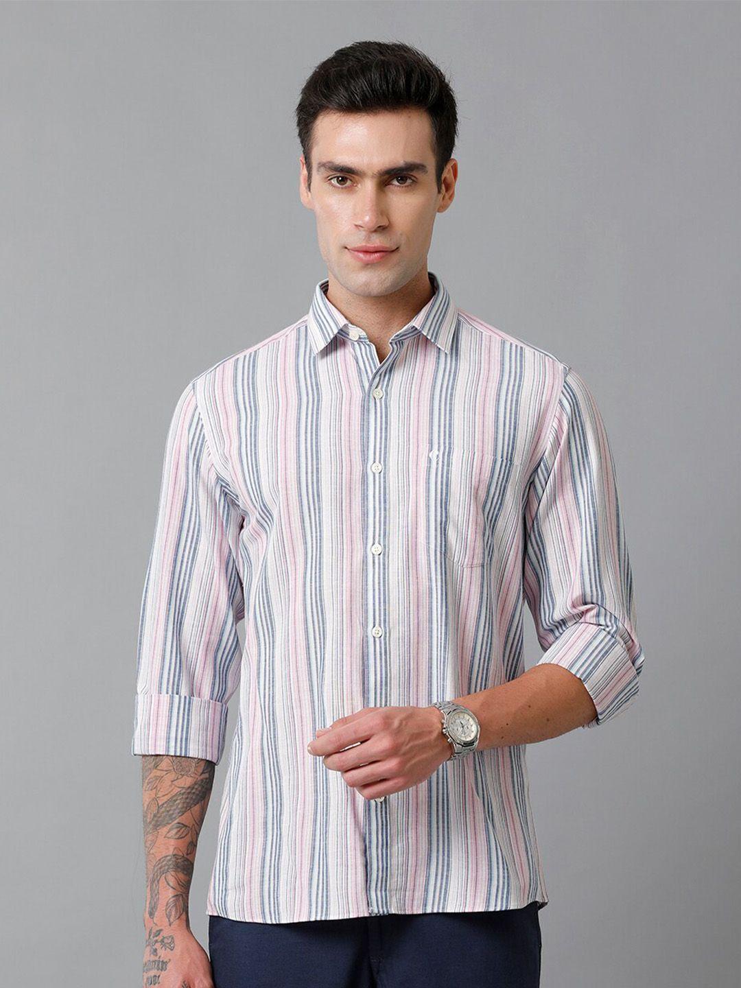 cavallo by linen club striped contemporary slim fit comfortable casual shirt