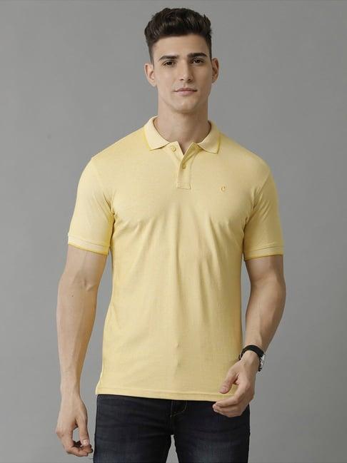 cavallo by linen club yellow contemporary fit polo t-shirt