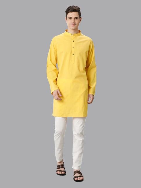 cavallo by linen club yellow regular fit kurta