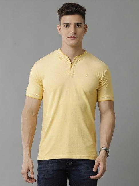 cavallo by linen club yellow regular fit t-shirt