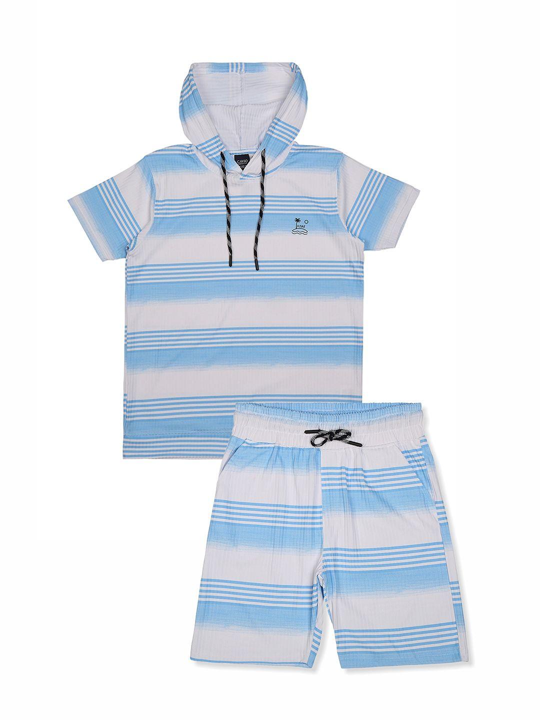 cavio boys blue & white striped t-shirt with shorts