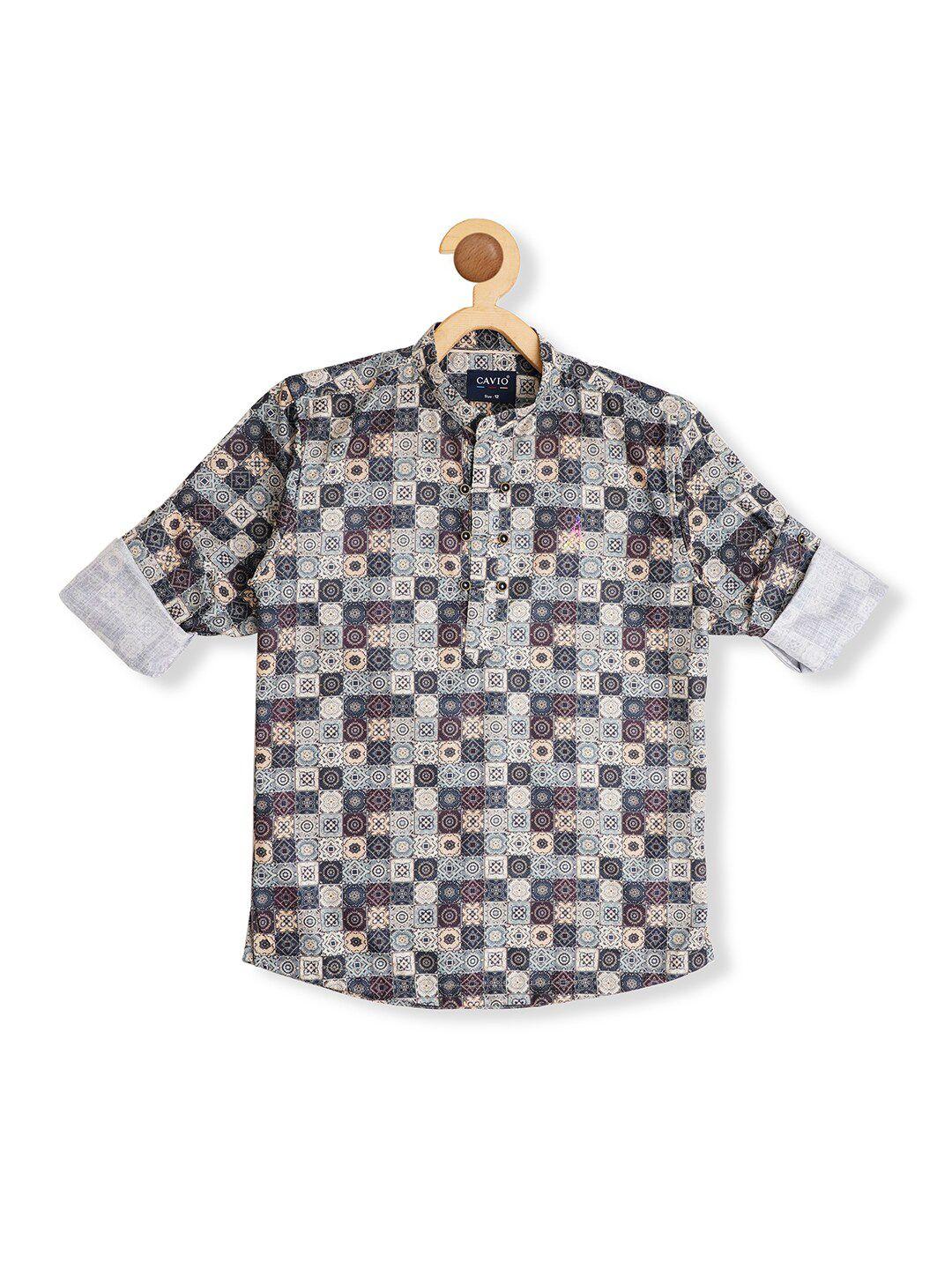 cavio boys comfort ethnic motifs printed cotton casual shirt