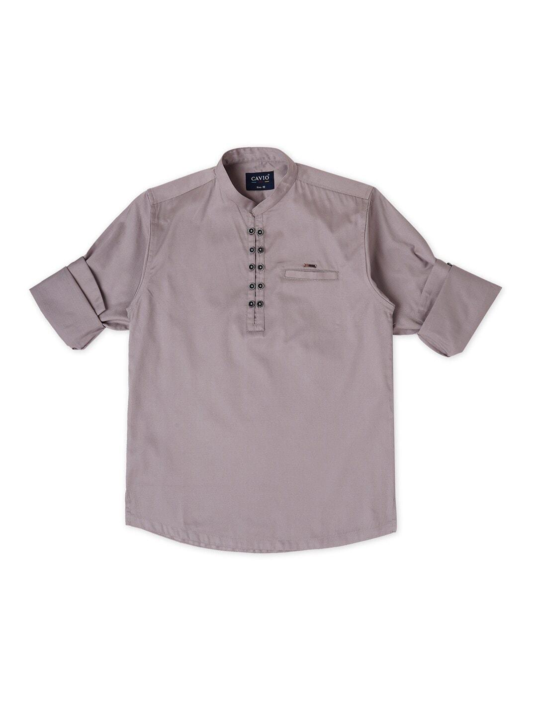 cavio boys comfort mandarin collar pure cotton casual shirt