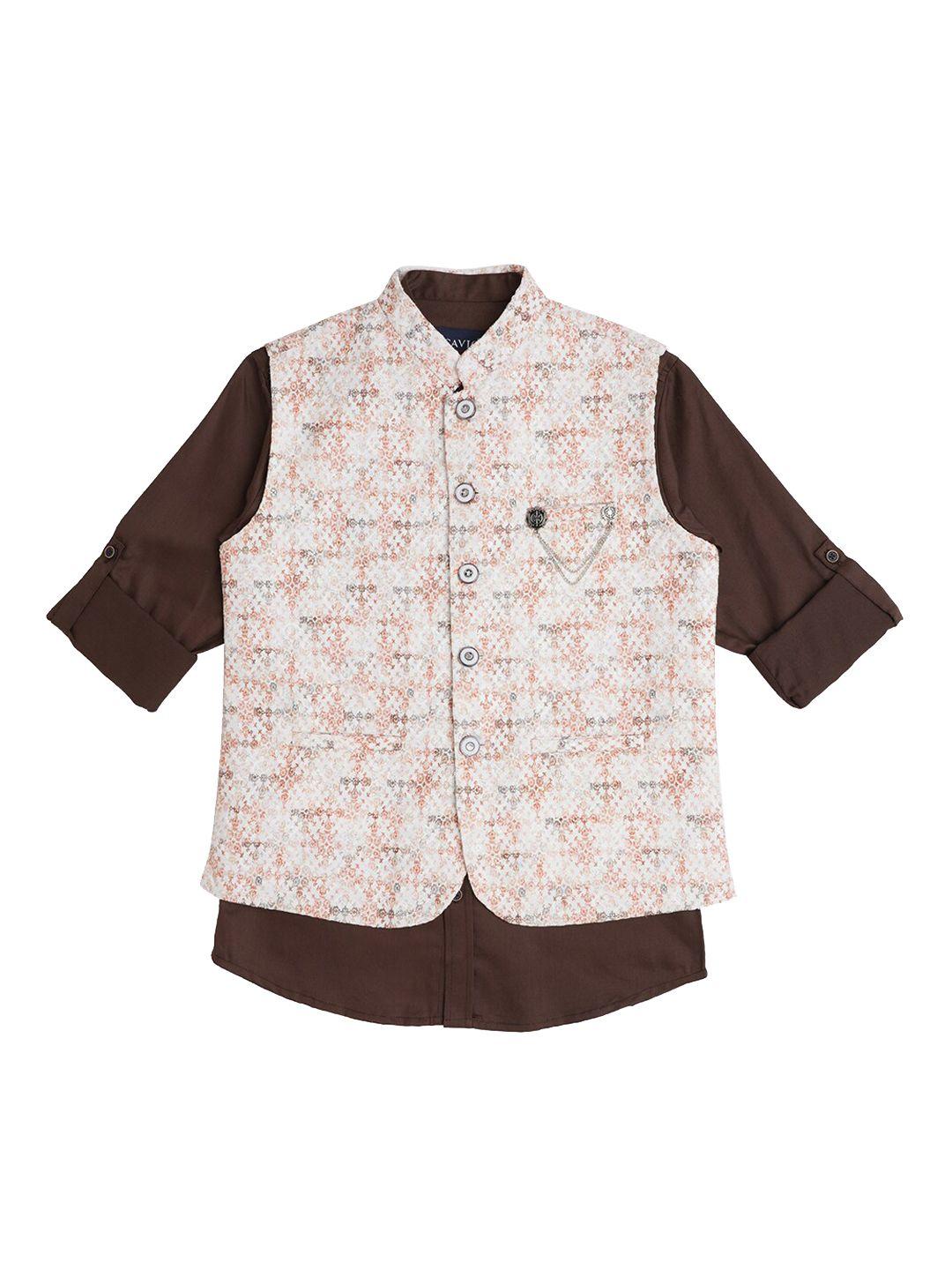 cavio boys embellished pure cotton nehru jacket with shirt