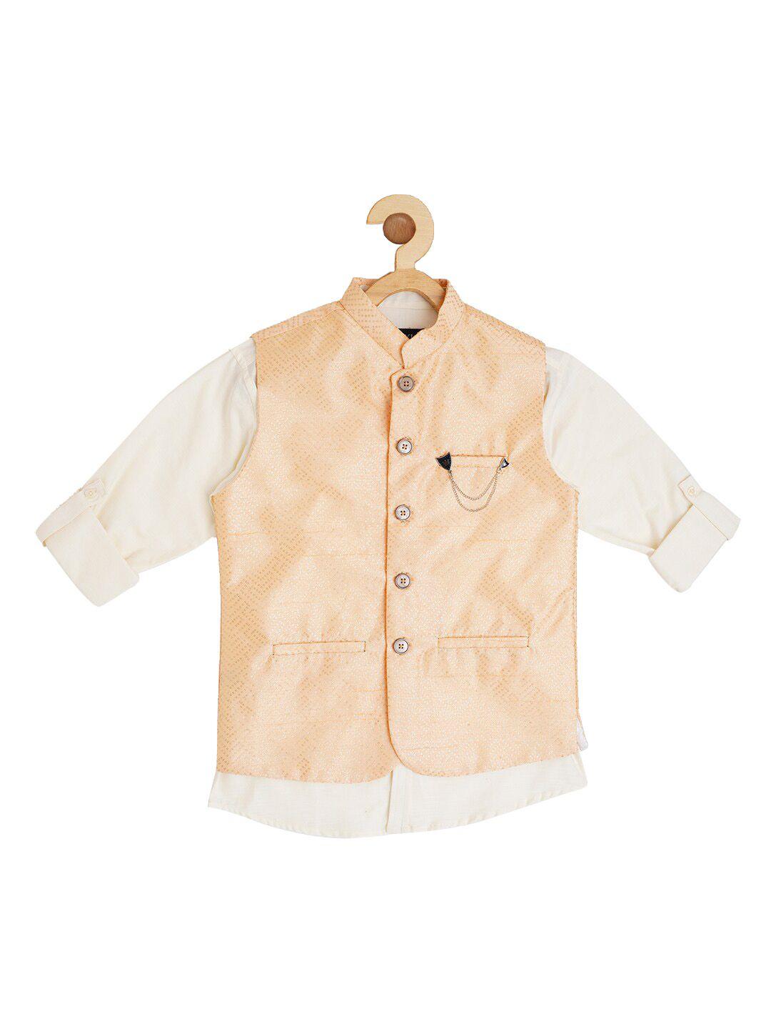 cavio boys sequined woven nehru jacket with shirt