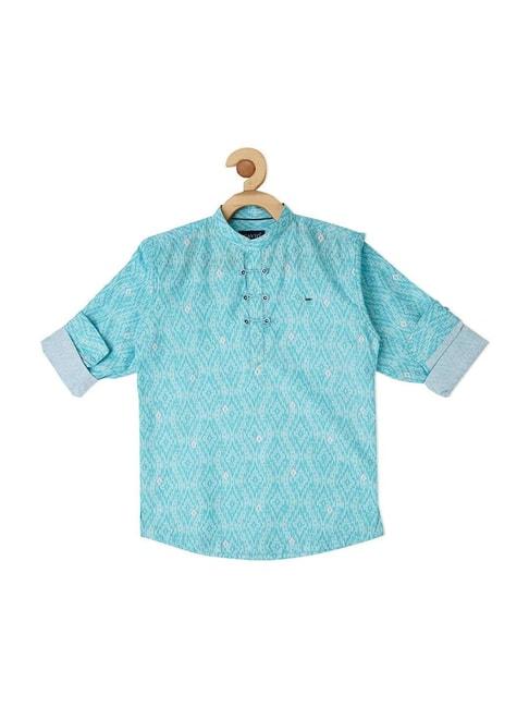 cavio kids firozi blue cotton printed full sleeves shirt