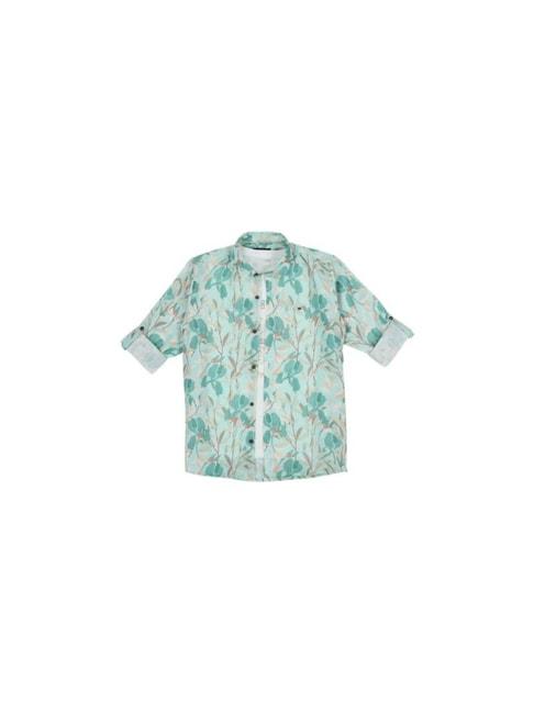 cavio-kids-sea-green-&-white-printed-full-sleeves-shirt-with-t-shirt