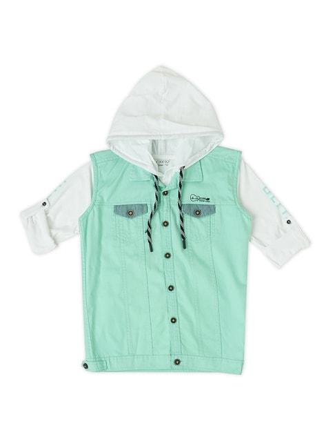 cavio-kids-sea-green-&-white-solid-full-sleeves-jacket-with-t-shirt