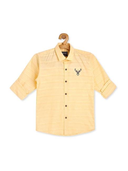 cavio kids yellow cotton logo full sleeves shirt