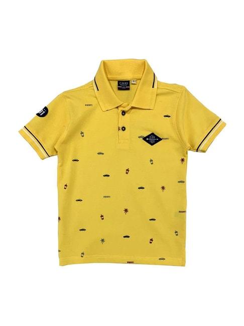 cavio kids yellow cotton printed polo t-shirt