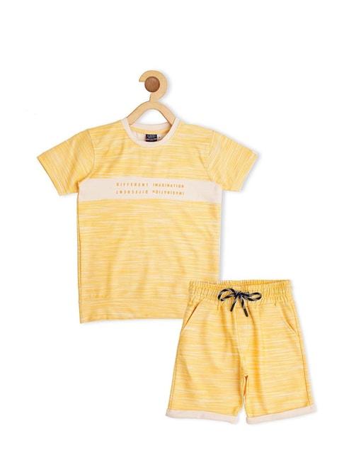 cavio kids yellow cotton printed t-shirt set