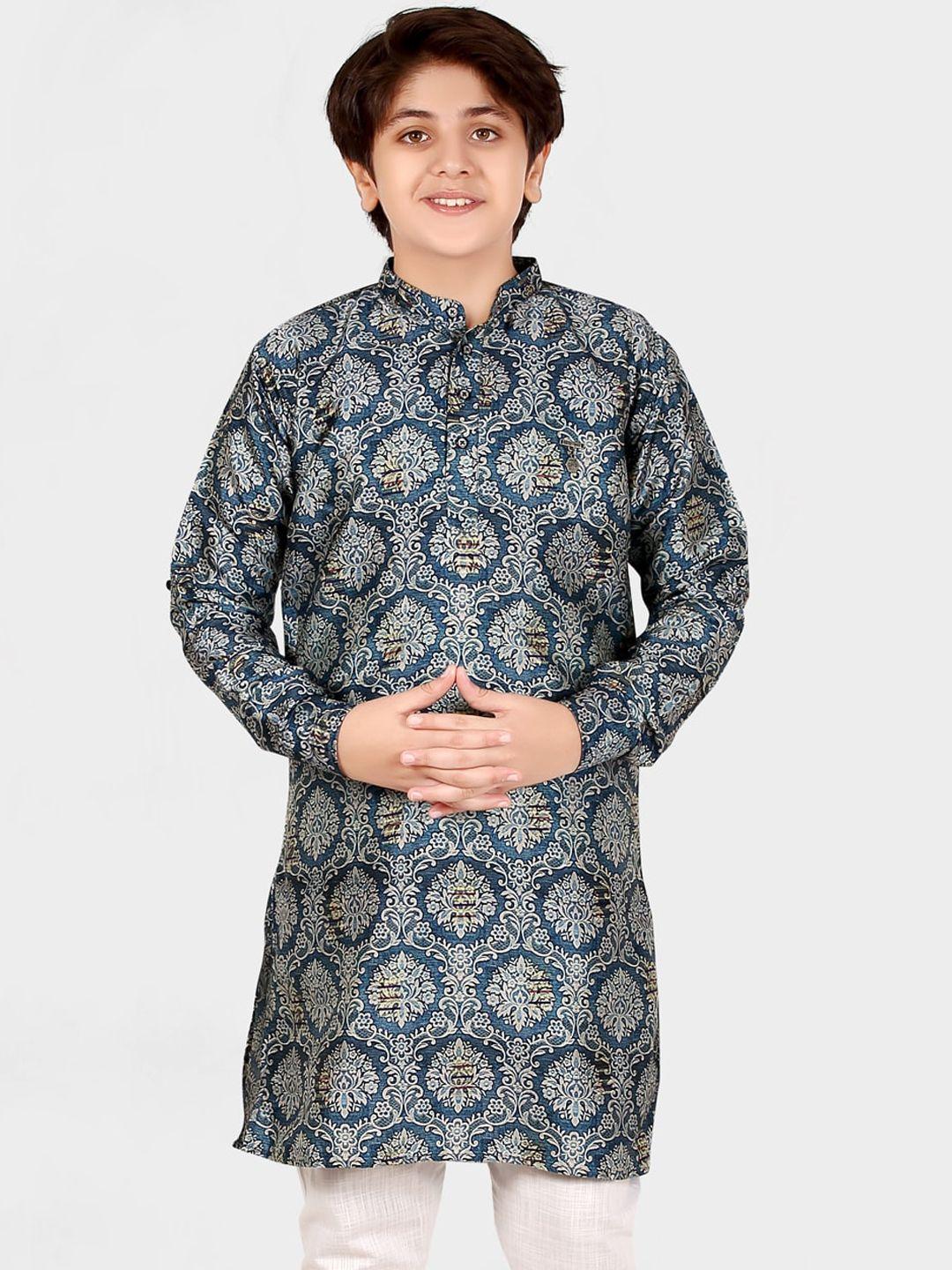 cavio boys blue ethnic motifs printed kurta with pyjamas