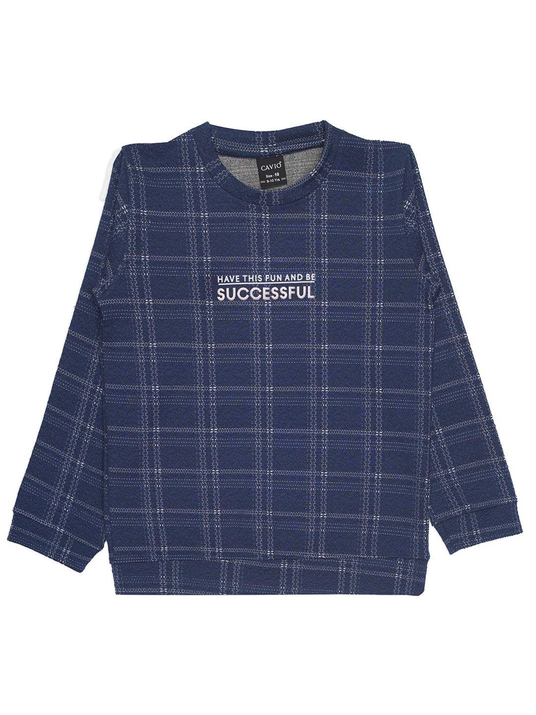 cavio boys checked pure cotton sweatshirt