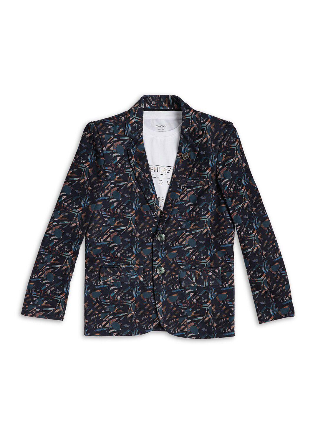 cavio boys geometric pure cotton cambric blazer with t-shirt