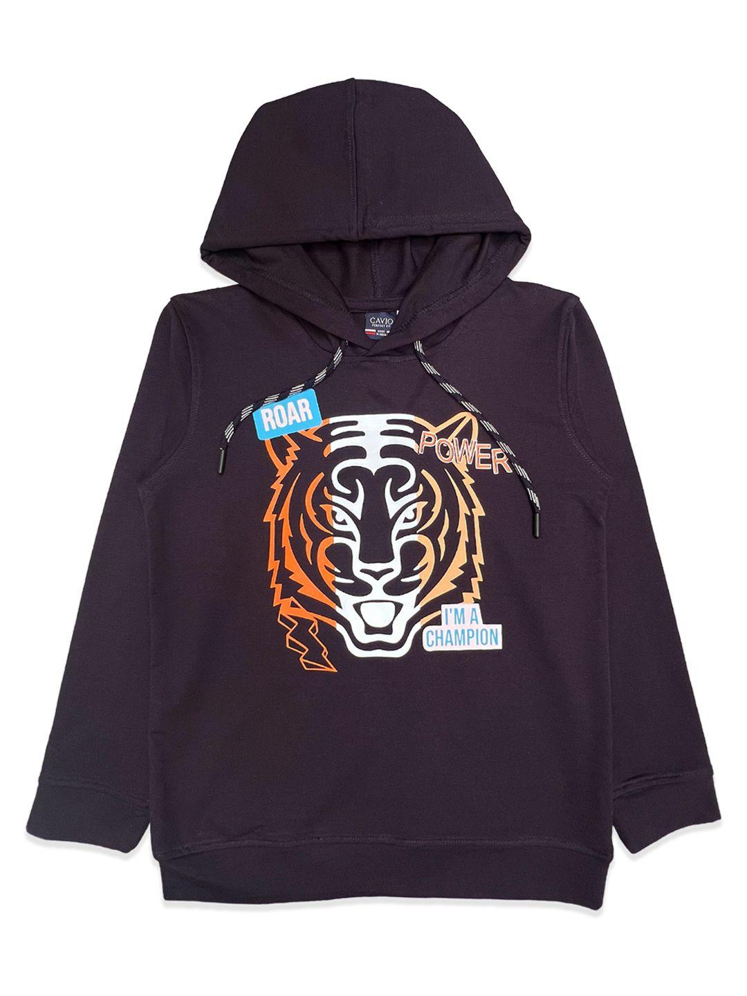 cavio boys graphic printed cotton hooded sweatshirt