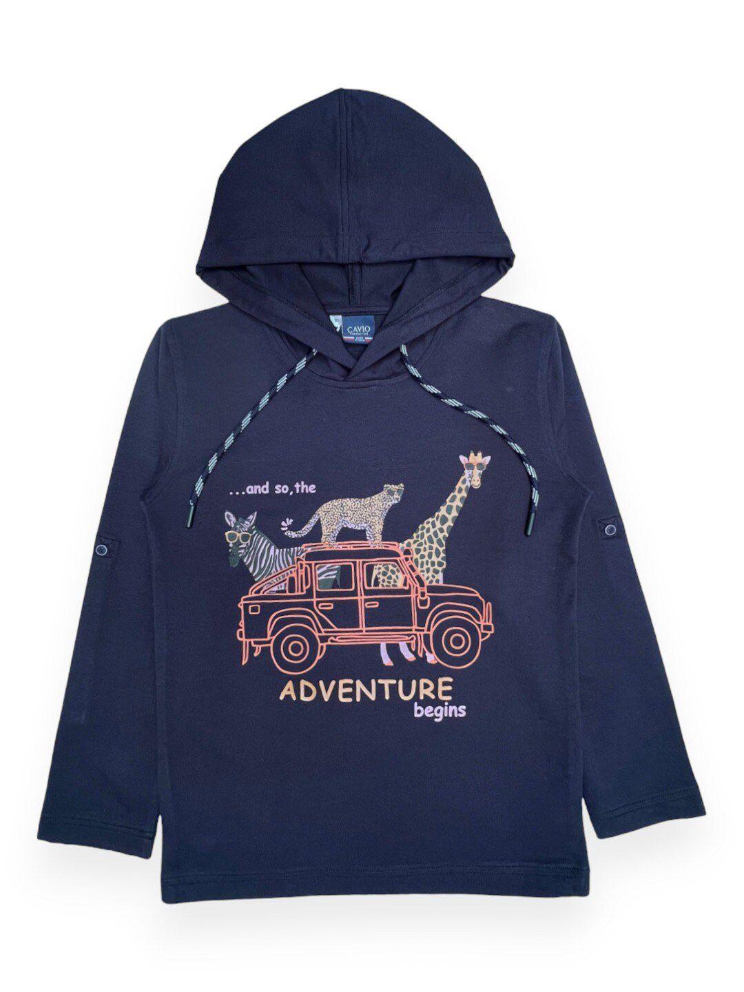 cavio boys graphic printed hooded cotton sweatshirt