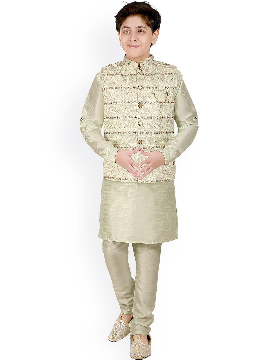 cavio boys kurta with pyjamas & nehru jacket