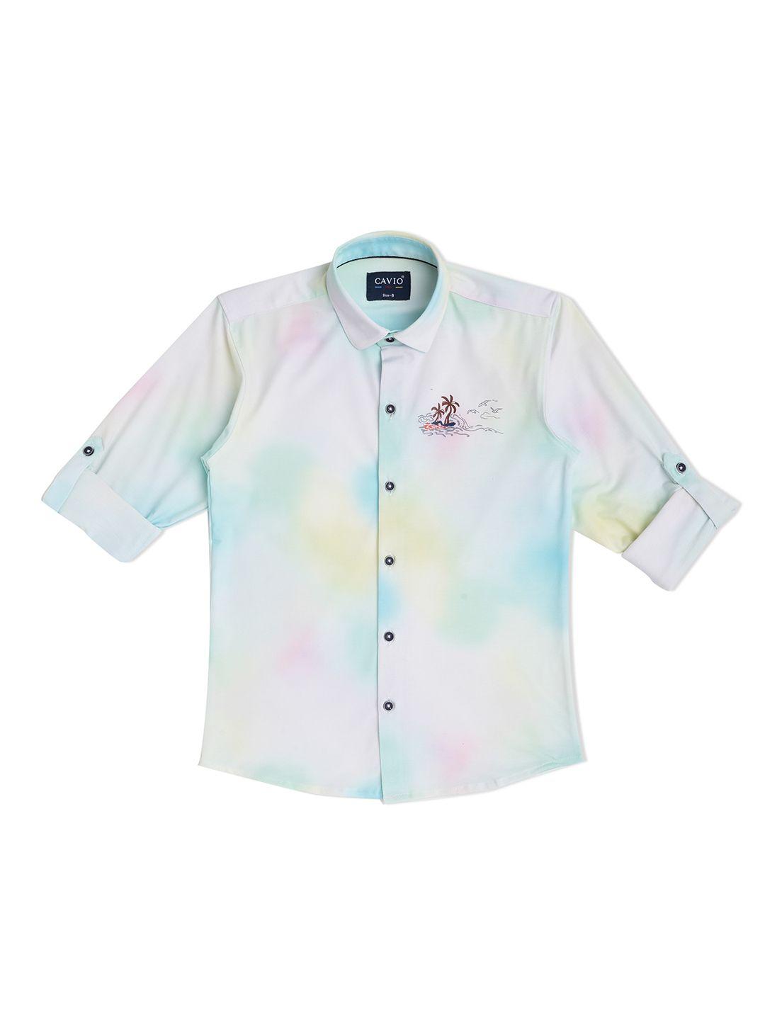 cavio boys multicoloured tie & dyed casual shirt