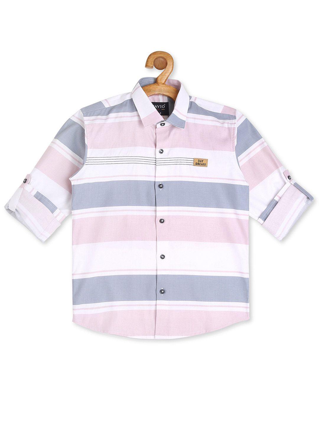 cavio boys pink horizontal stripes striped cotton casual shirt