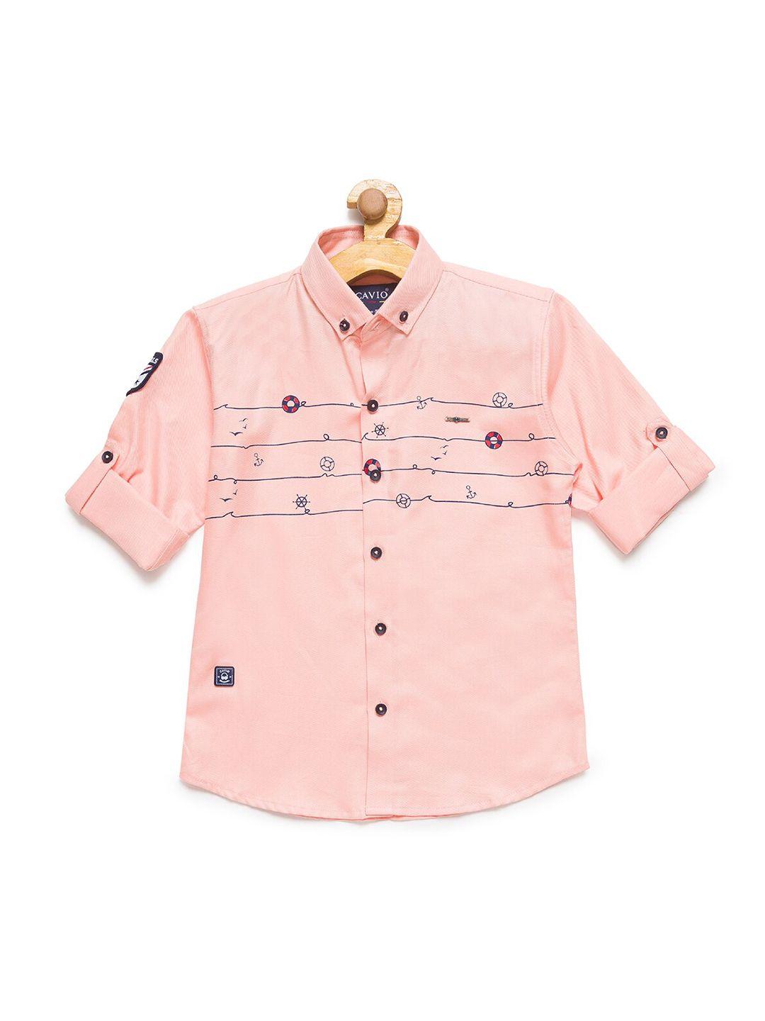cavio boys pink premium printed casual shirt
