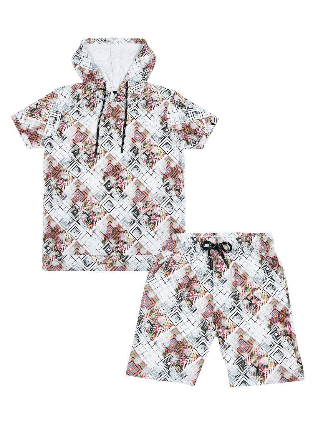 cavio boys printed hooded t-shirt with shorts set