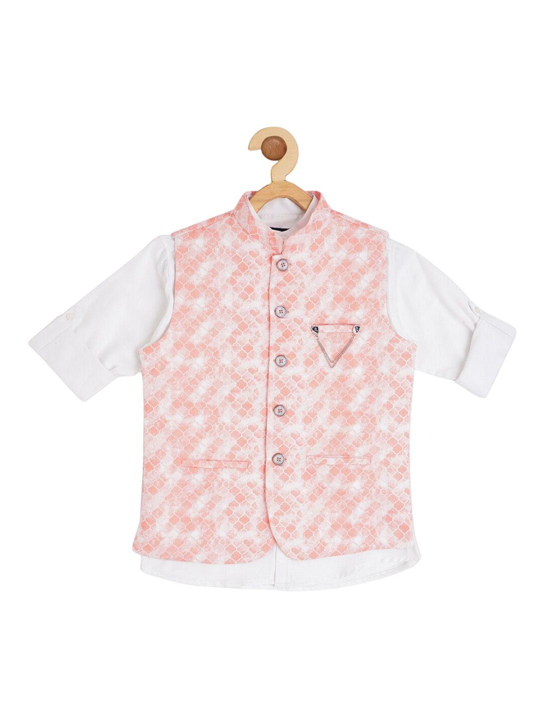 cavio boys printed nehru jacket with shirt