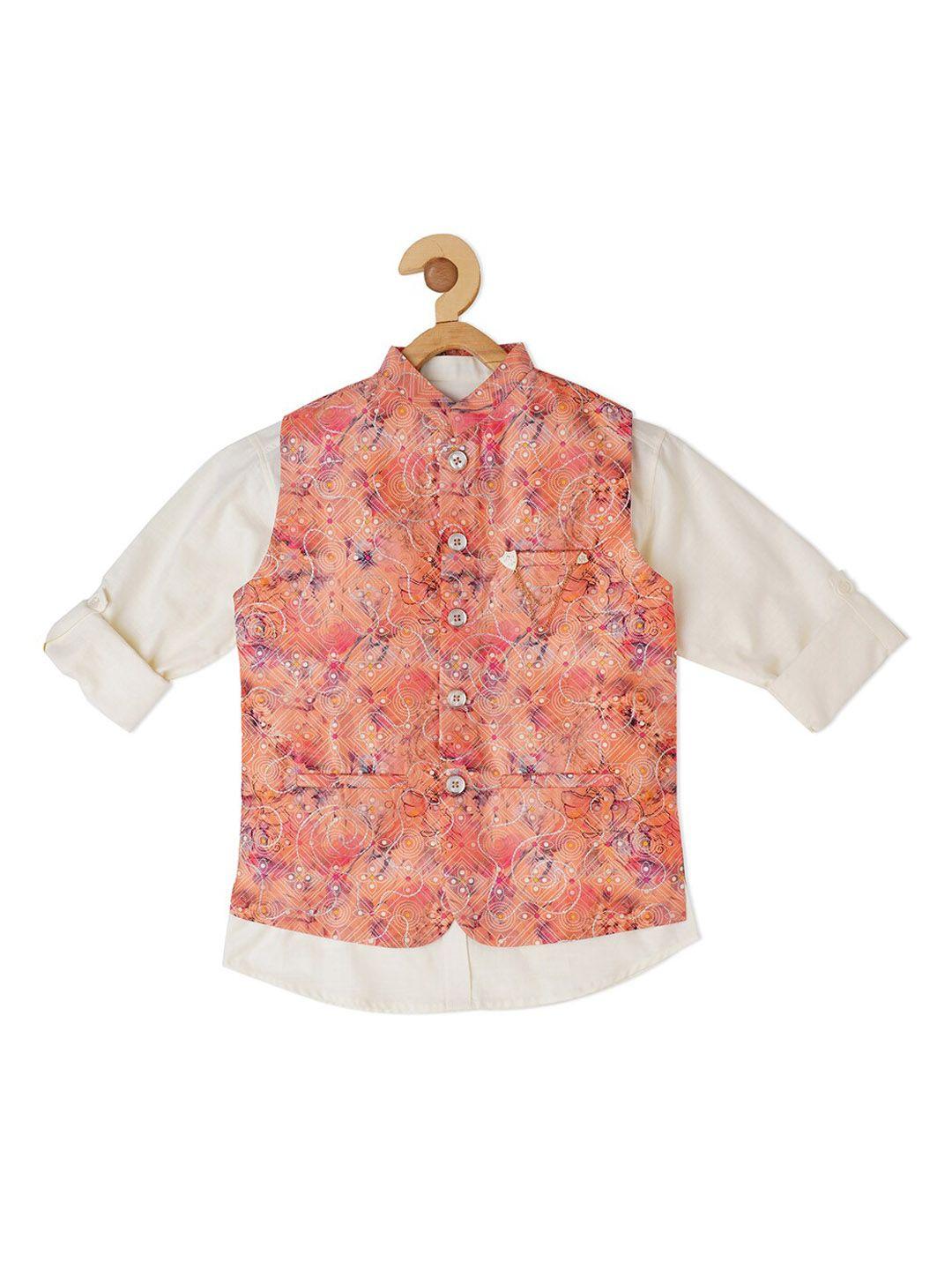 cavio boys printed nehru jacket with shirt